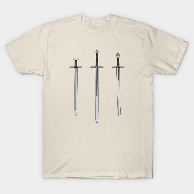 Three Medieval Swords 2016 T-Shirt by AzureLionProductions